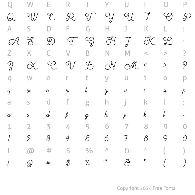 Character Map of Aiushtya Regular