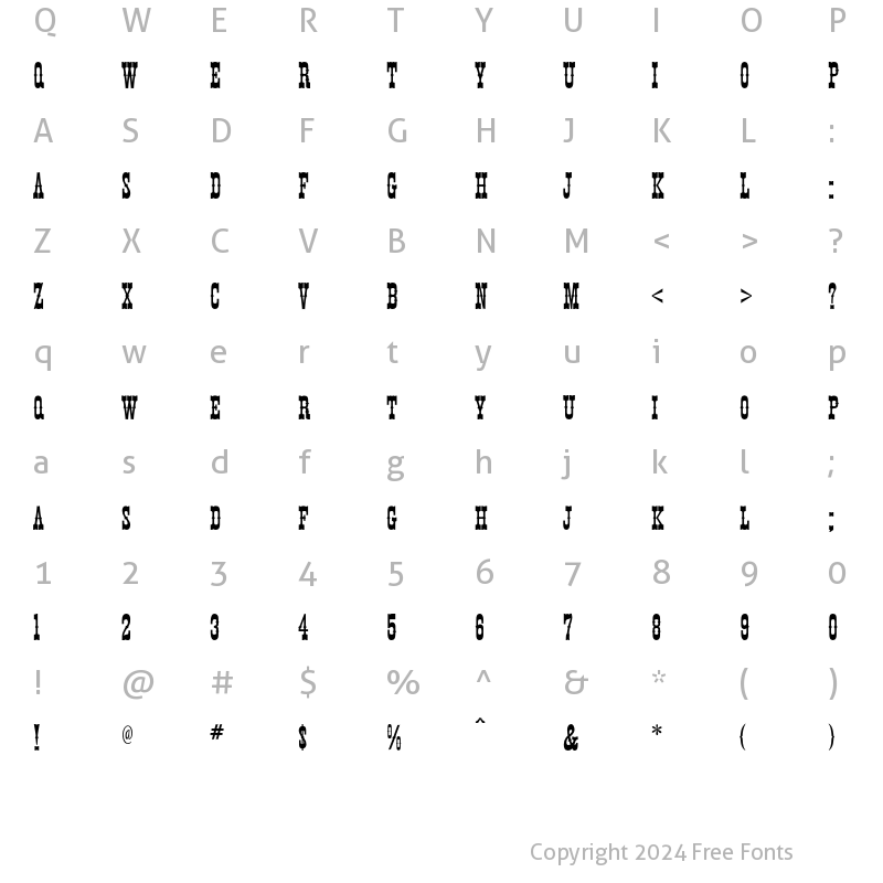 Character Map of AIWood TuscanEgyptian Regular