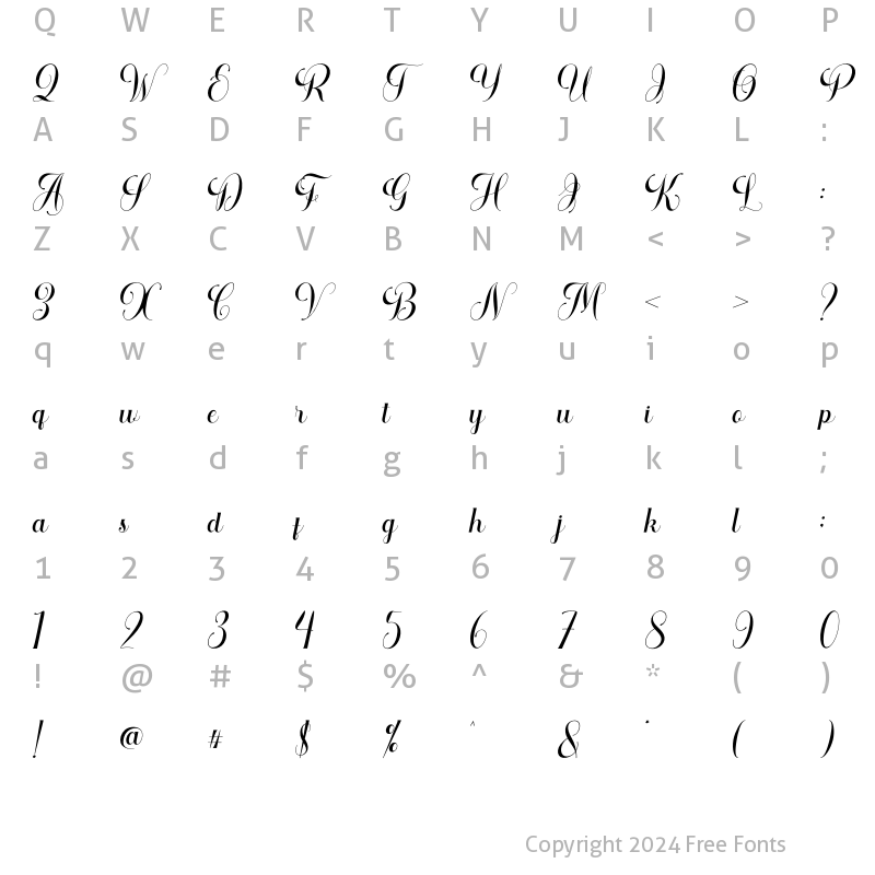 Character Map of Aiytha Regular