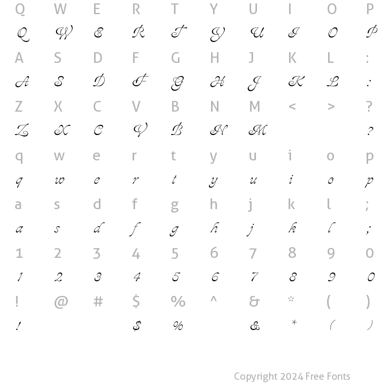 Character Map of Aja BQ Regular