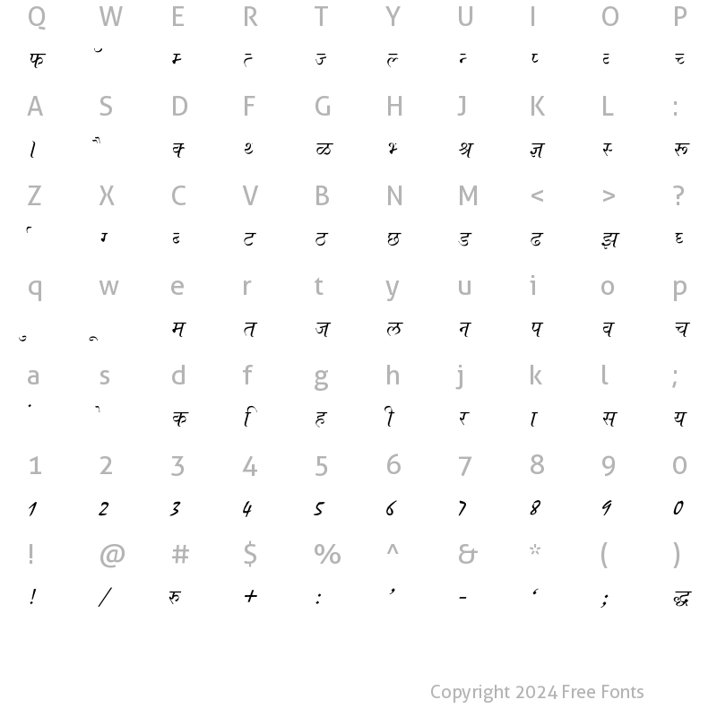 Character Map of Ajay Normal Italic