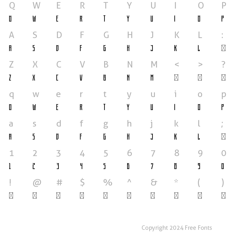 Character Map of Ajun Regular