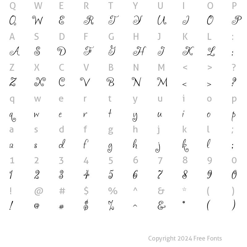 Character Map of akaFrivolity Regular