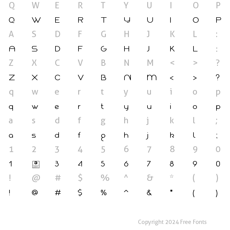 Character Map of Akaju Light Regular