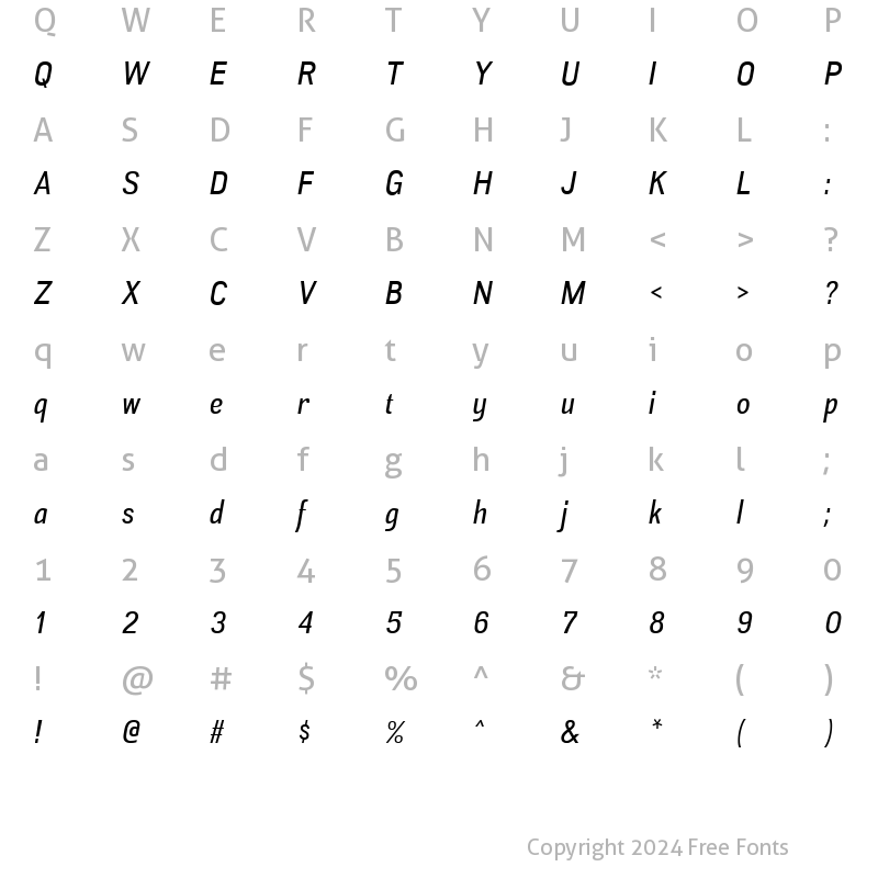 Character Map of Akazan Italic