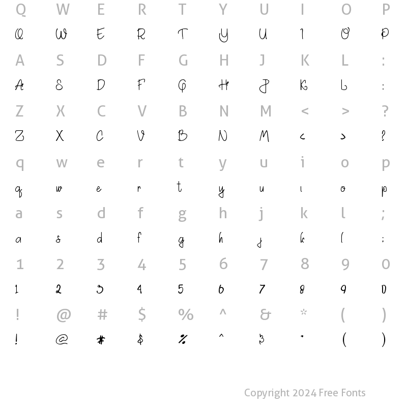 Character Map of Akhadias Regular