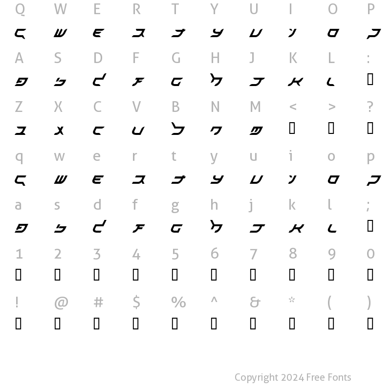 Character Map of akihibara hyper Regular