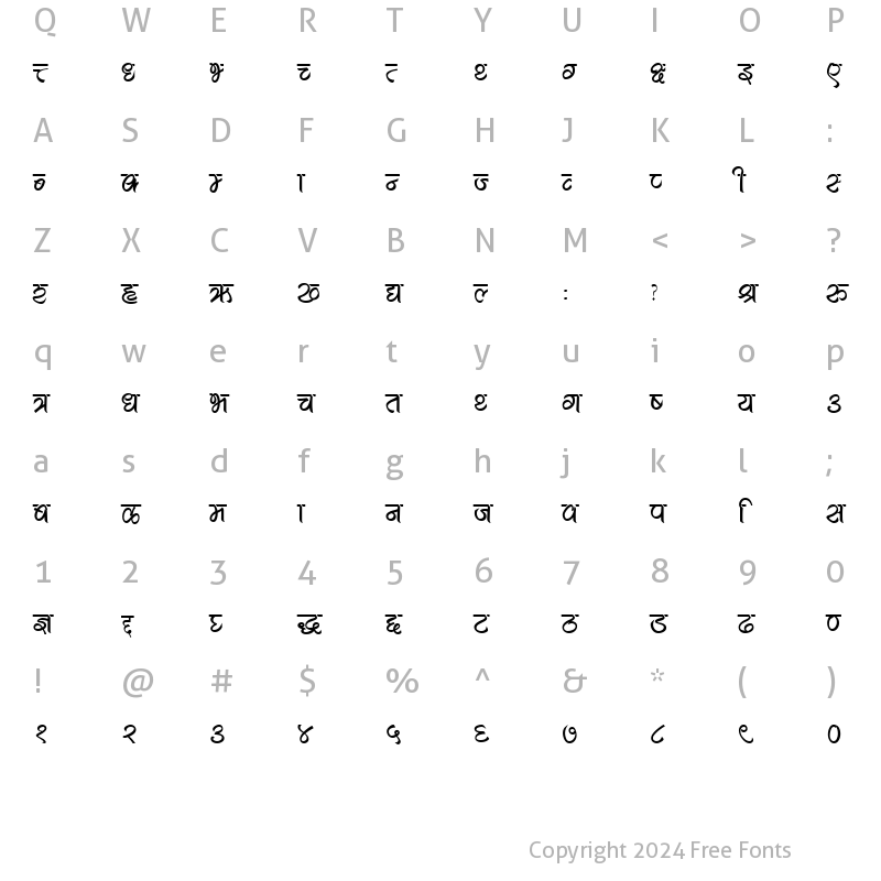 Character Map of Akkal Font Regular