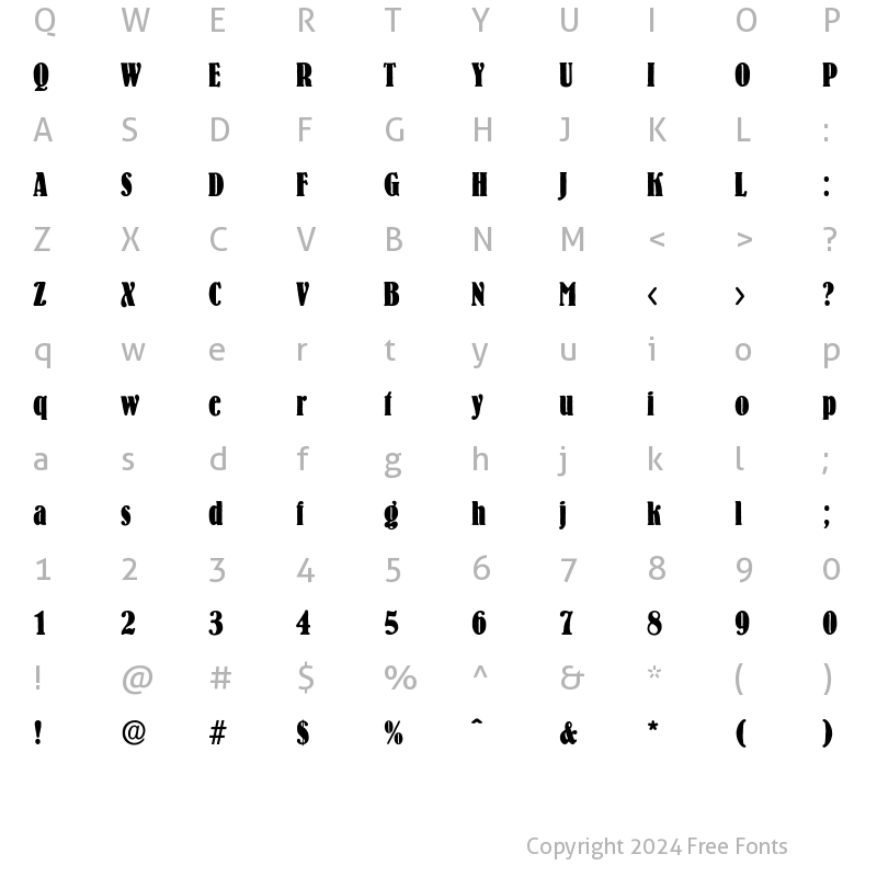 Character Map of AkronBoldCondensed Regular