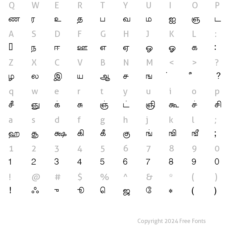 Character Map of AkrutiTml1 Normal