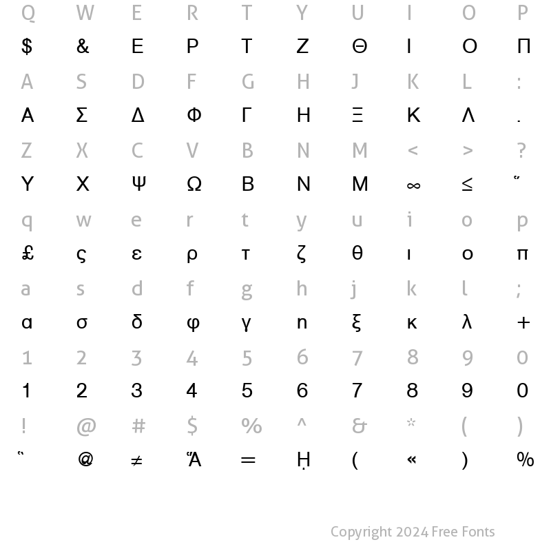 Character Map of AkzentGreek Regular