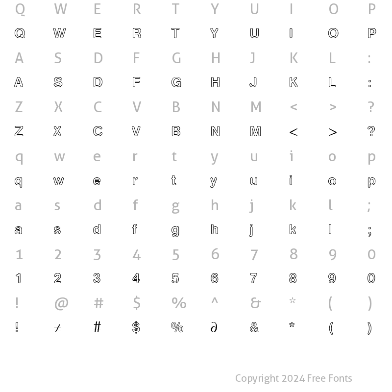 Character Map of AkzentRoundedOutMedium DB Regular