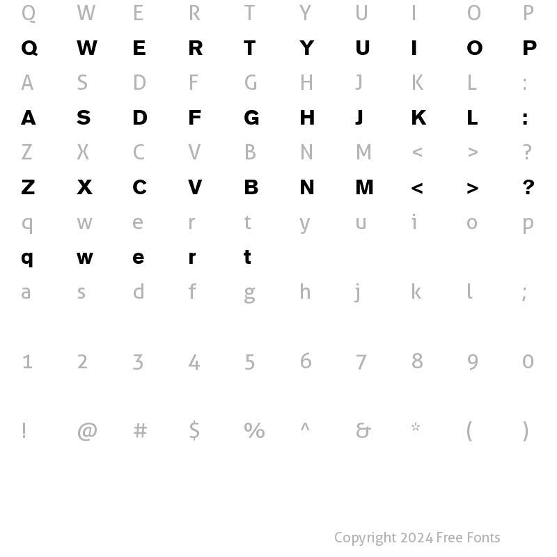 Character Map of Akzidenz Grotesk CE Roman Bold