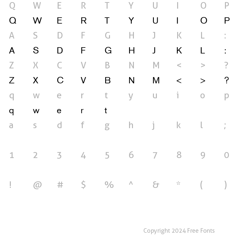 Character Map of Akzidenz Grotesk CE Roman Regular