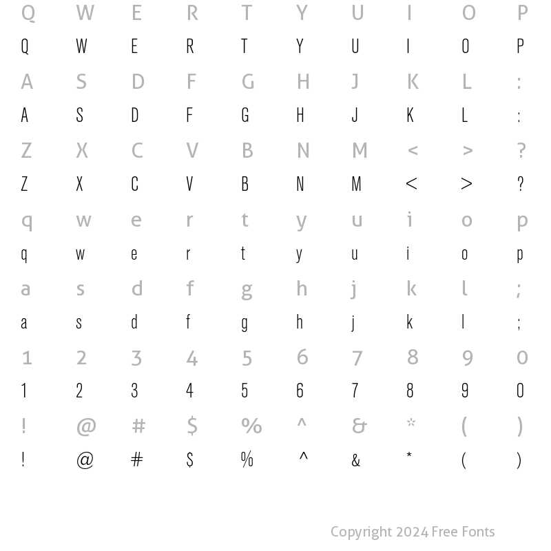 Character Map of Akzidenz-Grotesk Condensed BQ Regular