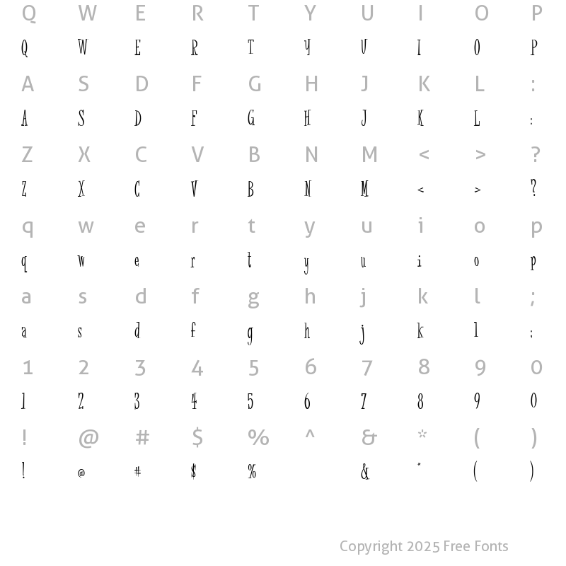 Character Map of AL Any Time Regular