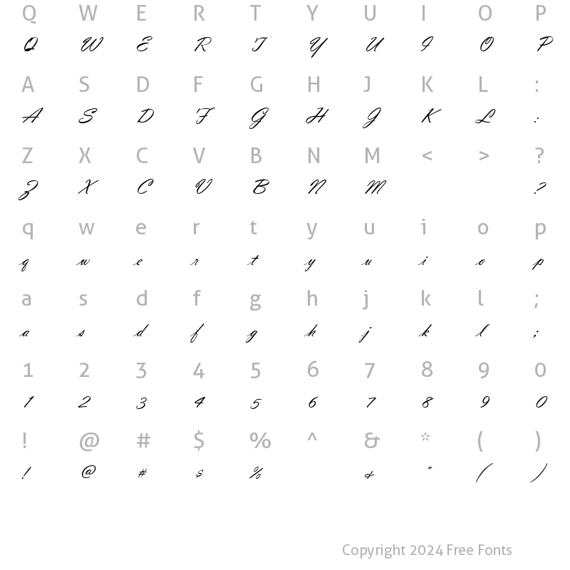 Character Map of AL Aunt Marie Regular