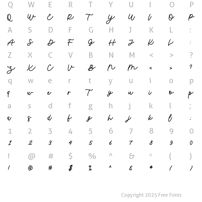 Character Map of Al Bristelli Regular