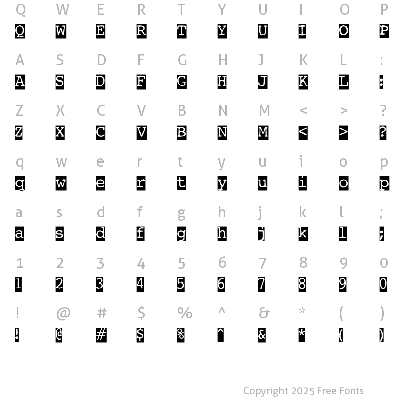 Character Map of AL Eyewitness Regular