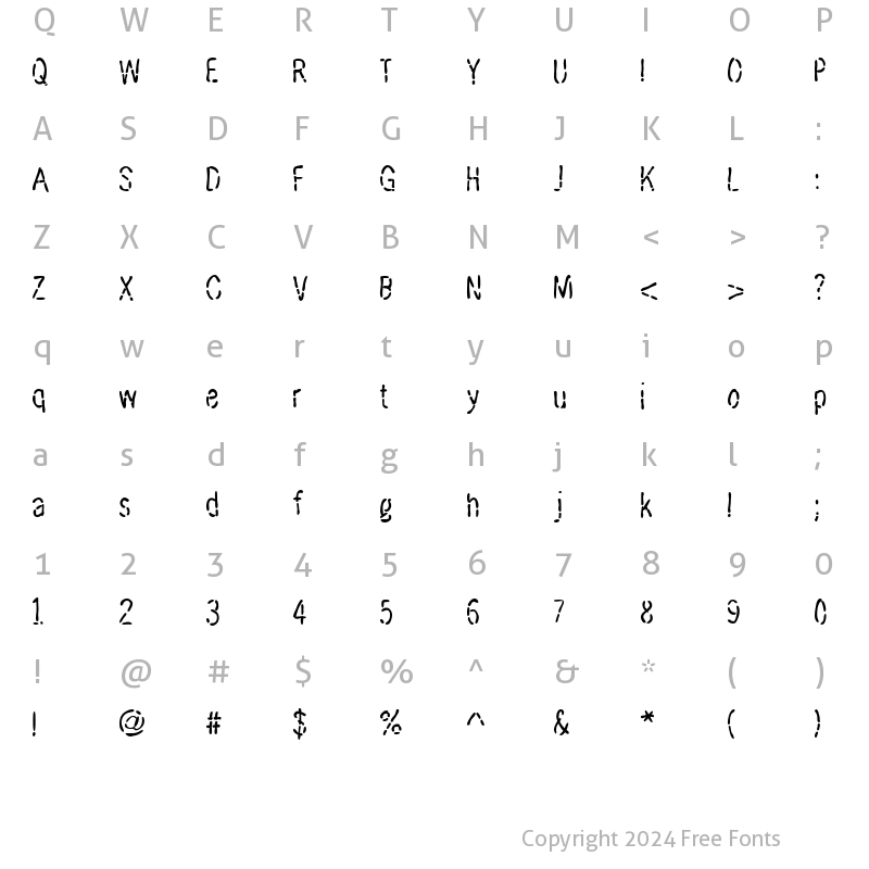 Character Map of AL Frazzled Regular