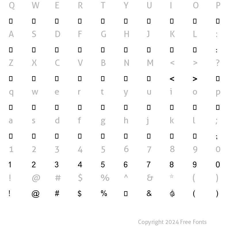 Character Map of Al-Jazeera-Arabic Regular