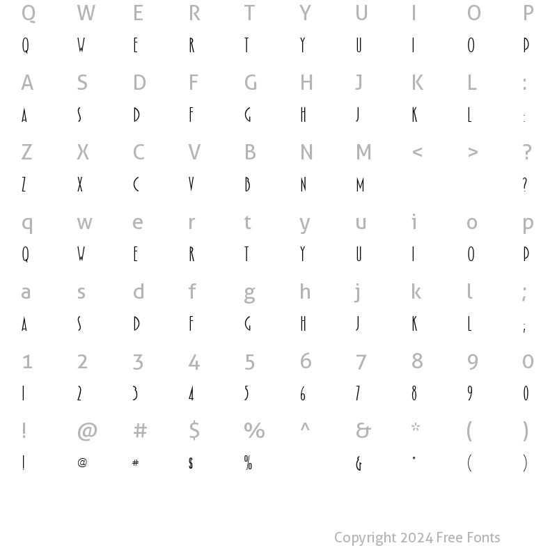 Character Map of AL Landscape Regular