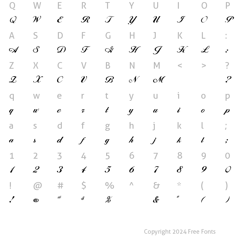 Character Map of AL Libretto Regular