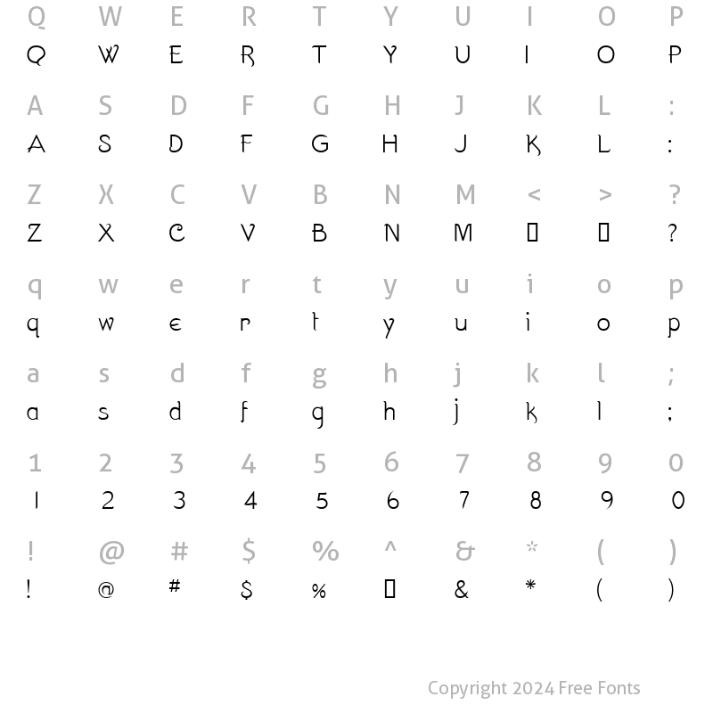 Character Map of AL Morning Regular