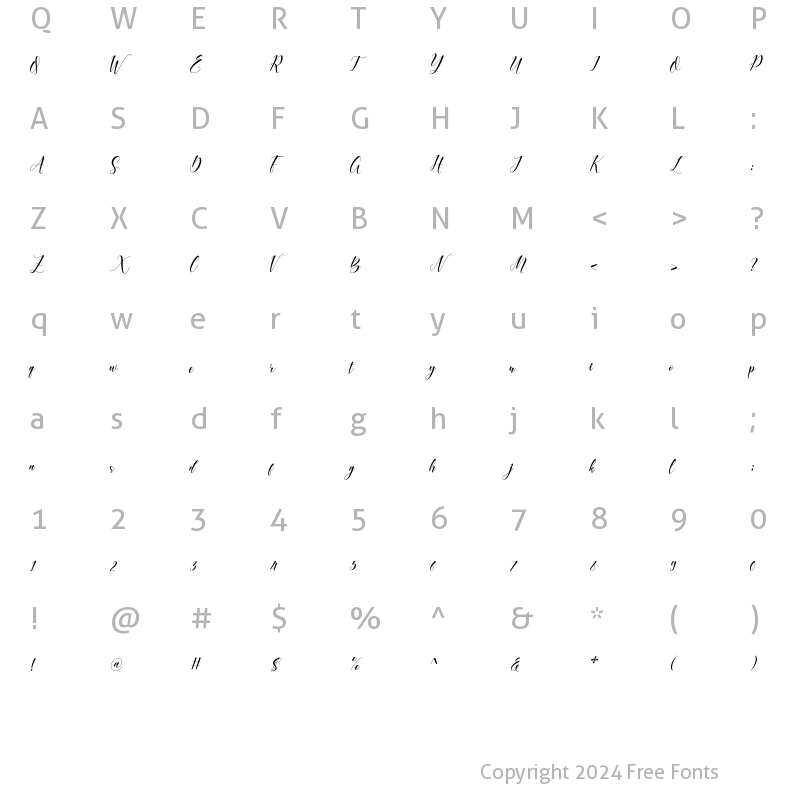 Character Map of Al Muchelina Regular