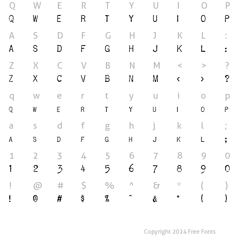 Character Map of AL OldRemington Regular