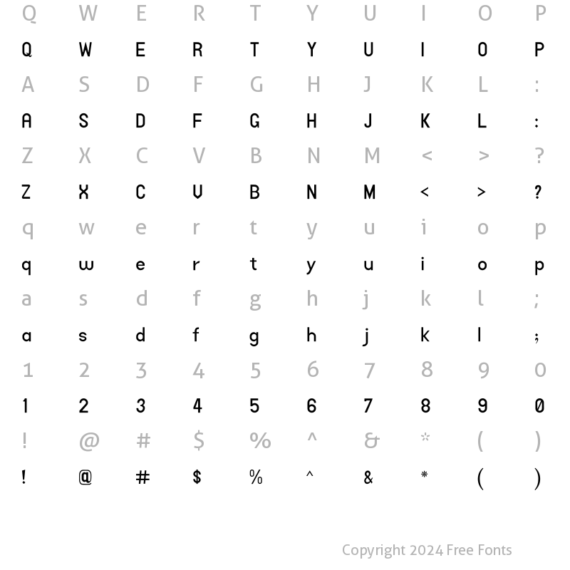 Character Map of Al Qalam Kolkatta Quranic font Regular