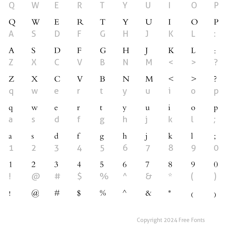 Character Map of Al Qalam Quran 2A Regular