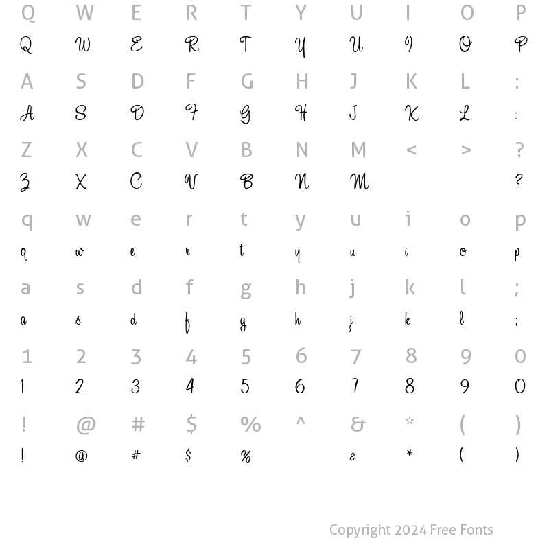 Character Map of AL Serenade Regular