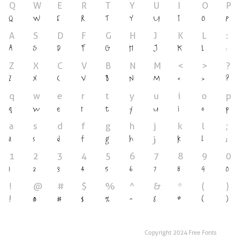 Character Map of AL Whitewash Regular