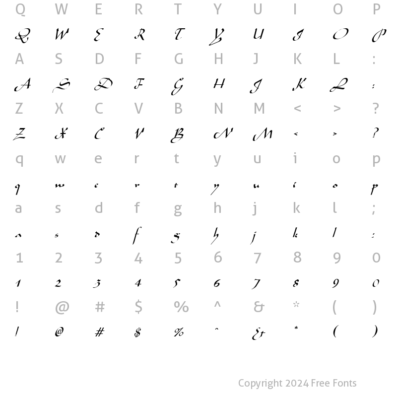 Character Map of Aladdin Italic