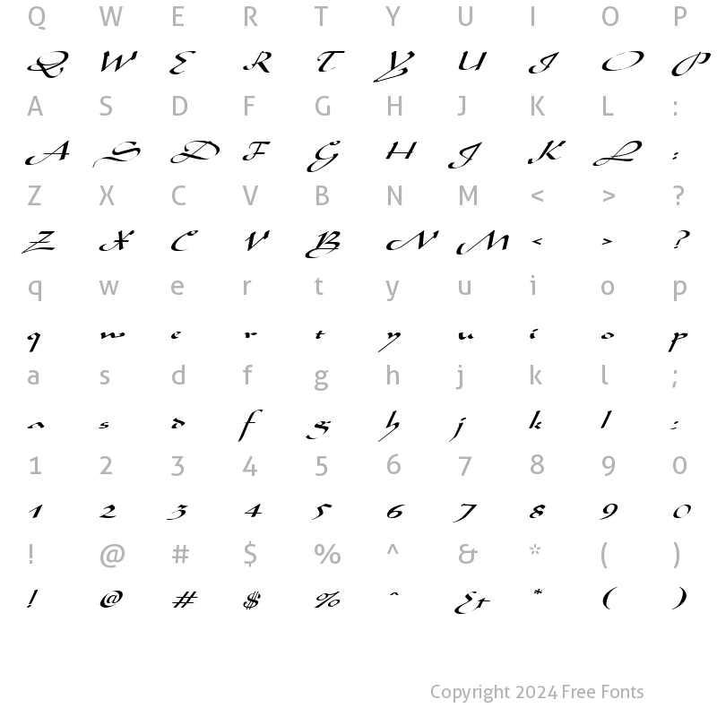 Character Map of AladdinExpanded Italic