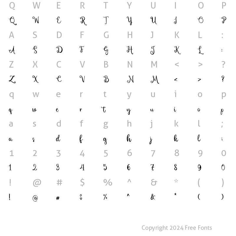 Character Map of Alafyou Swirly Demo Regular