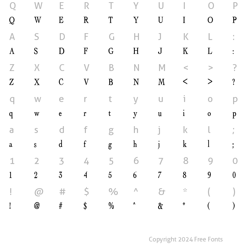 Character Map of Albatross-Bold Regular