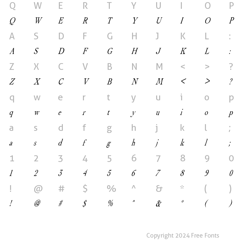 Character Map of Albatross Italic