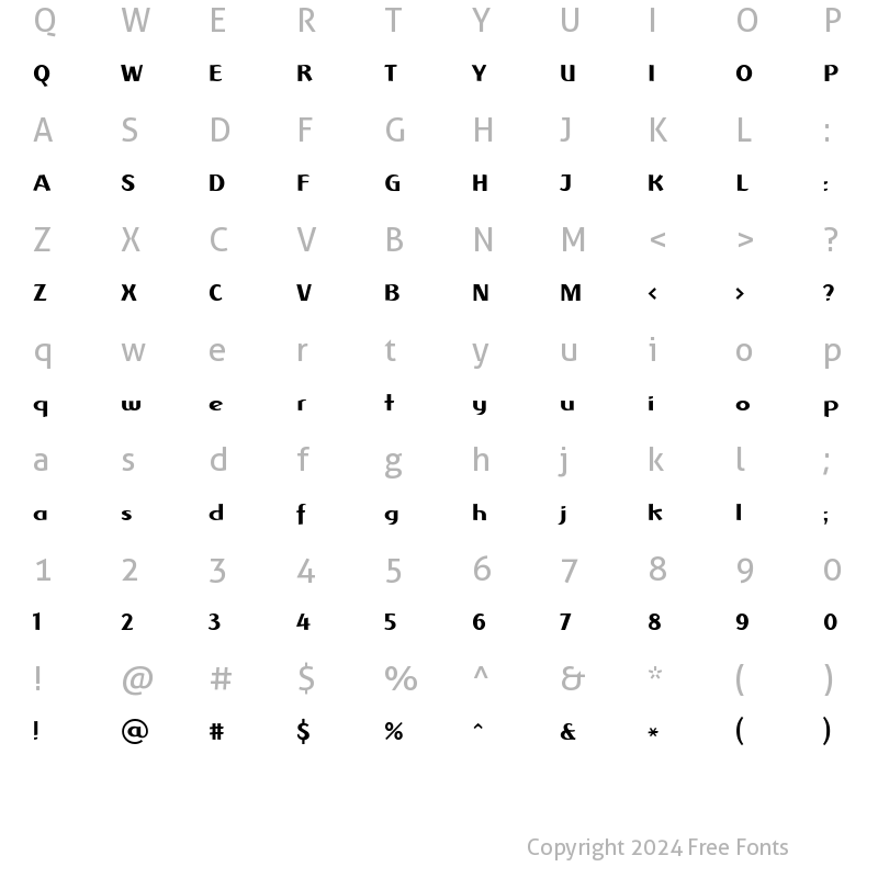 Character Map of Albawing LT Regular Regular