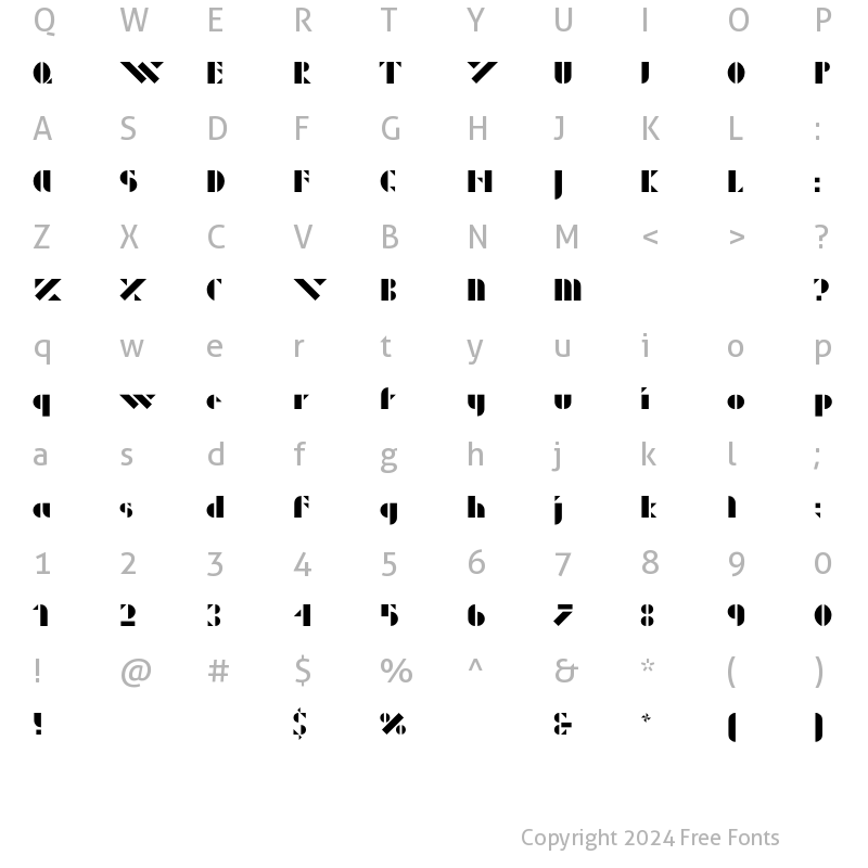 Character Map of Albers ArchiType Regular