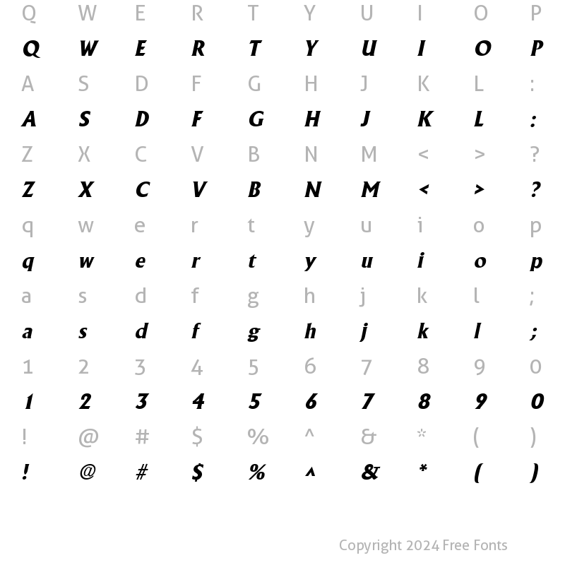 Character Map of AlbertaExtrabold Italic