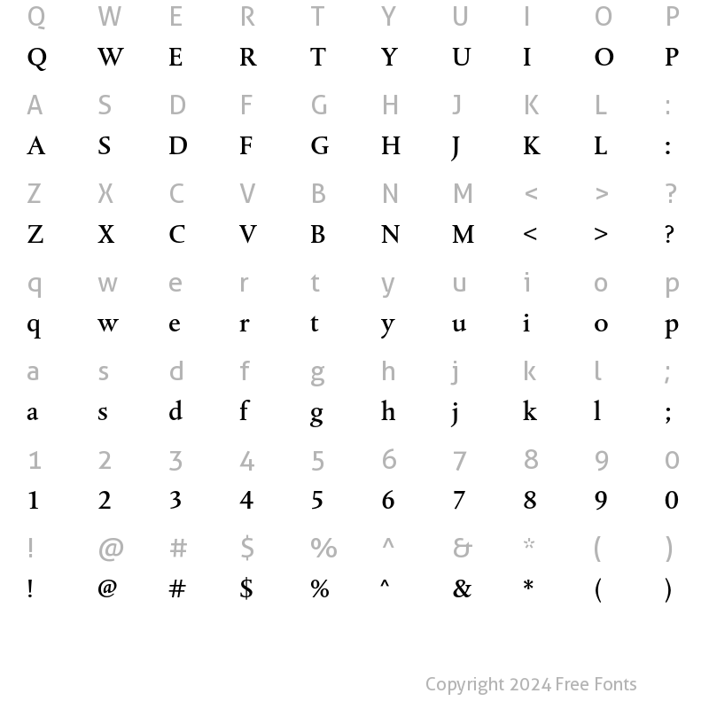 Character Map of Albertina MT Std Medium