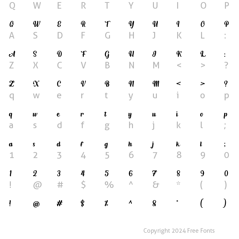 Character Map of Albertyne Regular