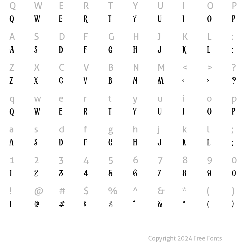 Character Map of Alburgone Regular