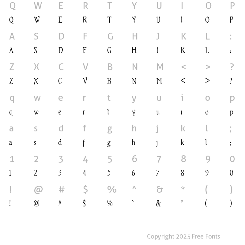 Character Map of Alcibiades Regular