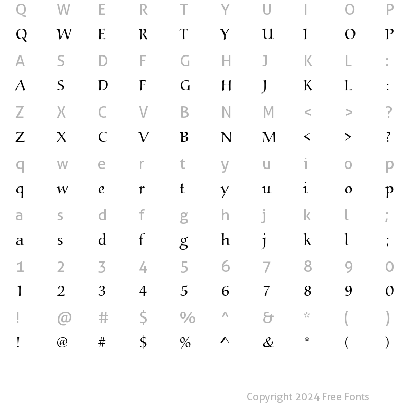 Character Map of Alcuin Becker Light Regular