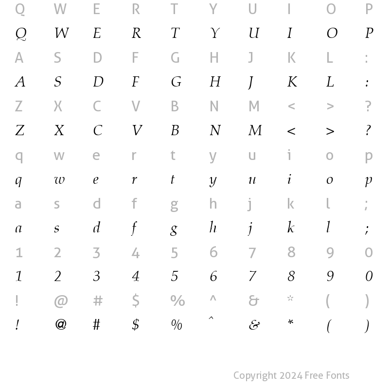 Character Map of Aldebaran RegularItalic