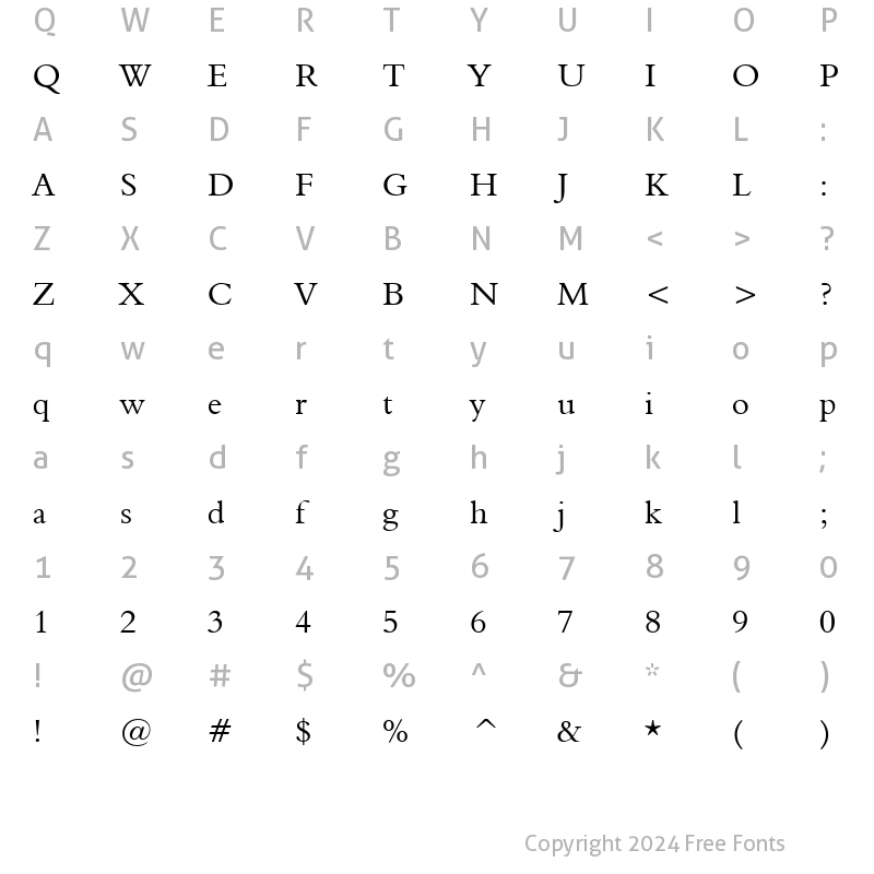 Character Map of Aldine401 BT Roman