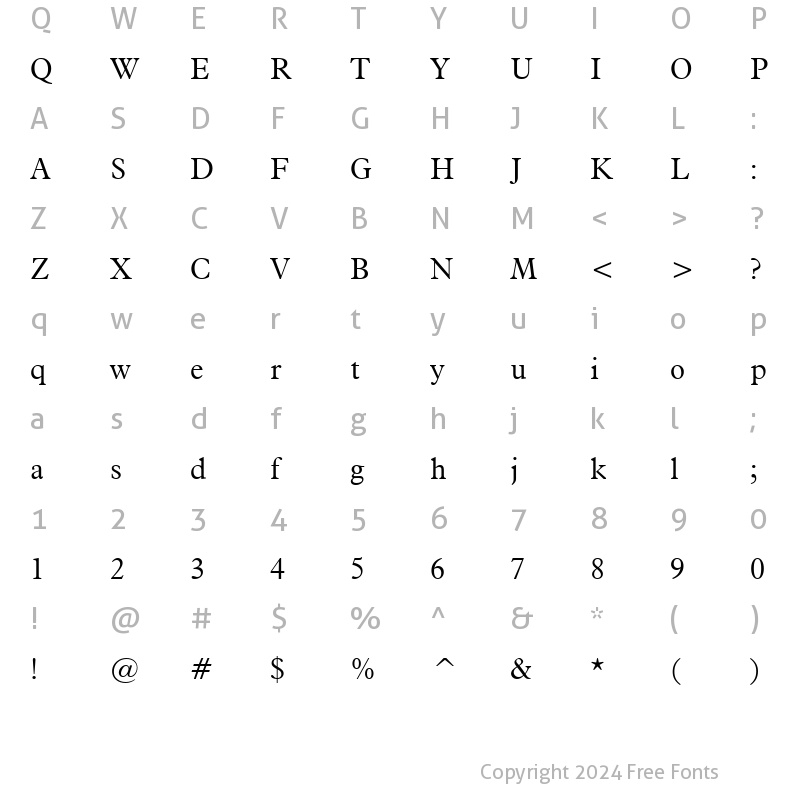 Character Map of Aldine721 Lt BT Light